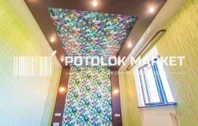  Натяжной потолок с фотопечатью в спальню